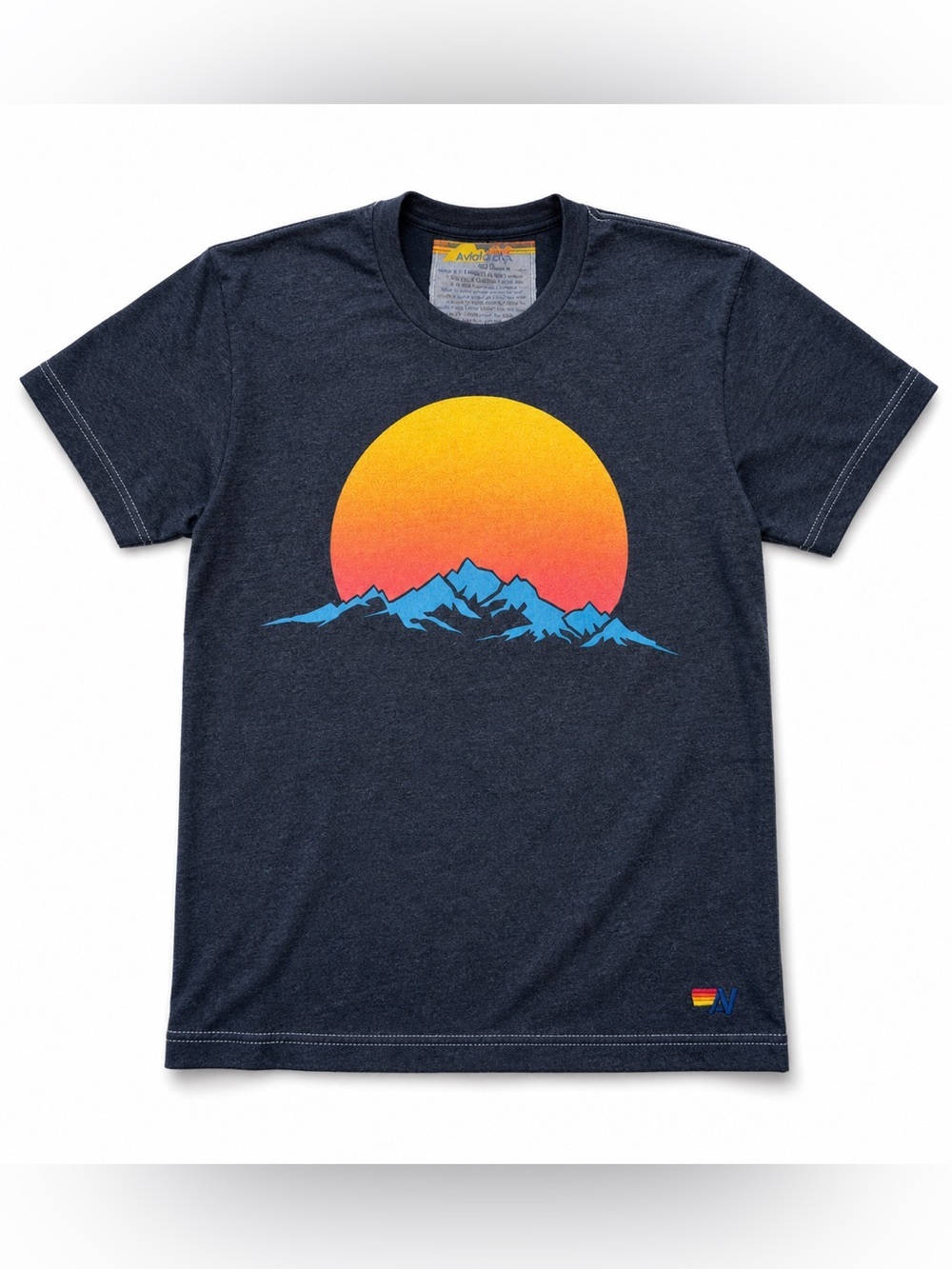 Aviator Nation Navy Tee with Sunset Mountain Graphic